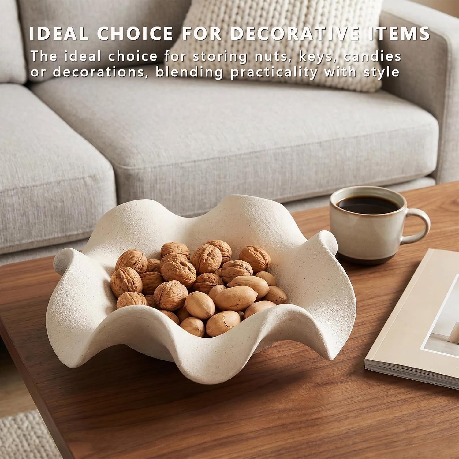 Ceramic Flower Decorative Bowl / White
