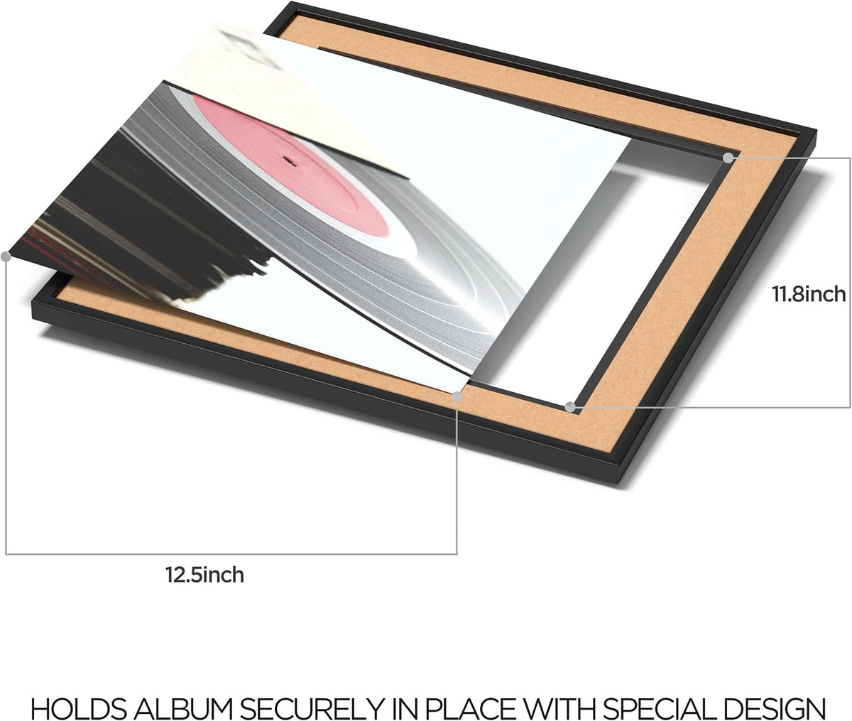 eletecpro Vinyl Record Frame, 15 x 15 in, Black, 1 Pack | Fits 12 in LP and Cover, Acrylic Cover, Includes Mats, Easy