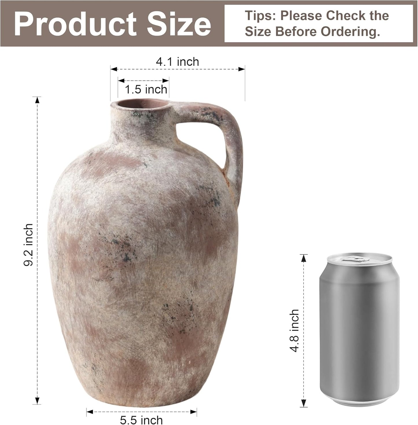 Ceramic Flower Vase / 10"h-terracotta