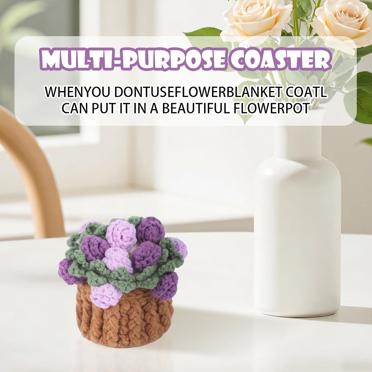 Mini Basket -Boho Floral Coasters / Purple