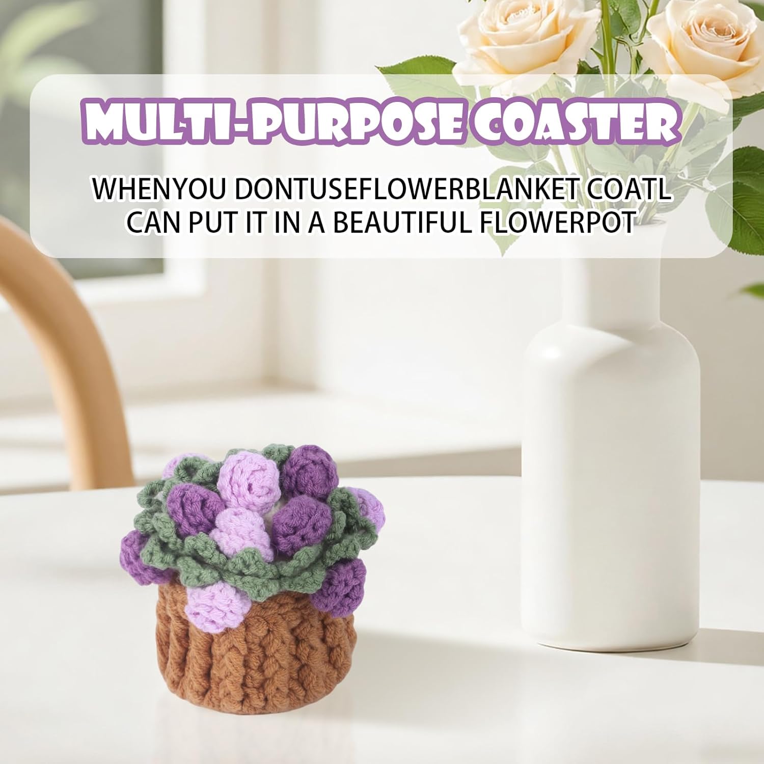 Mini Basket -Boho Floral Coasters / Purple