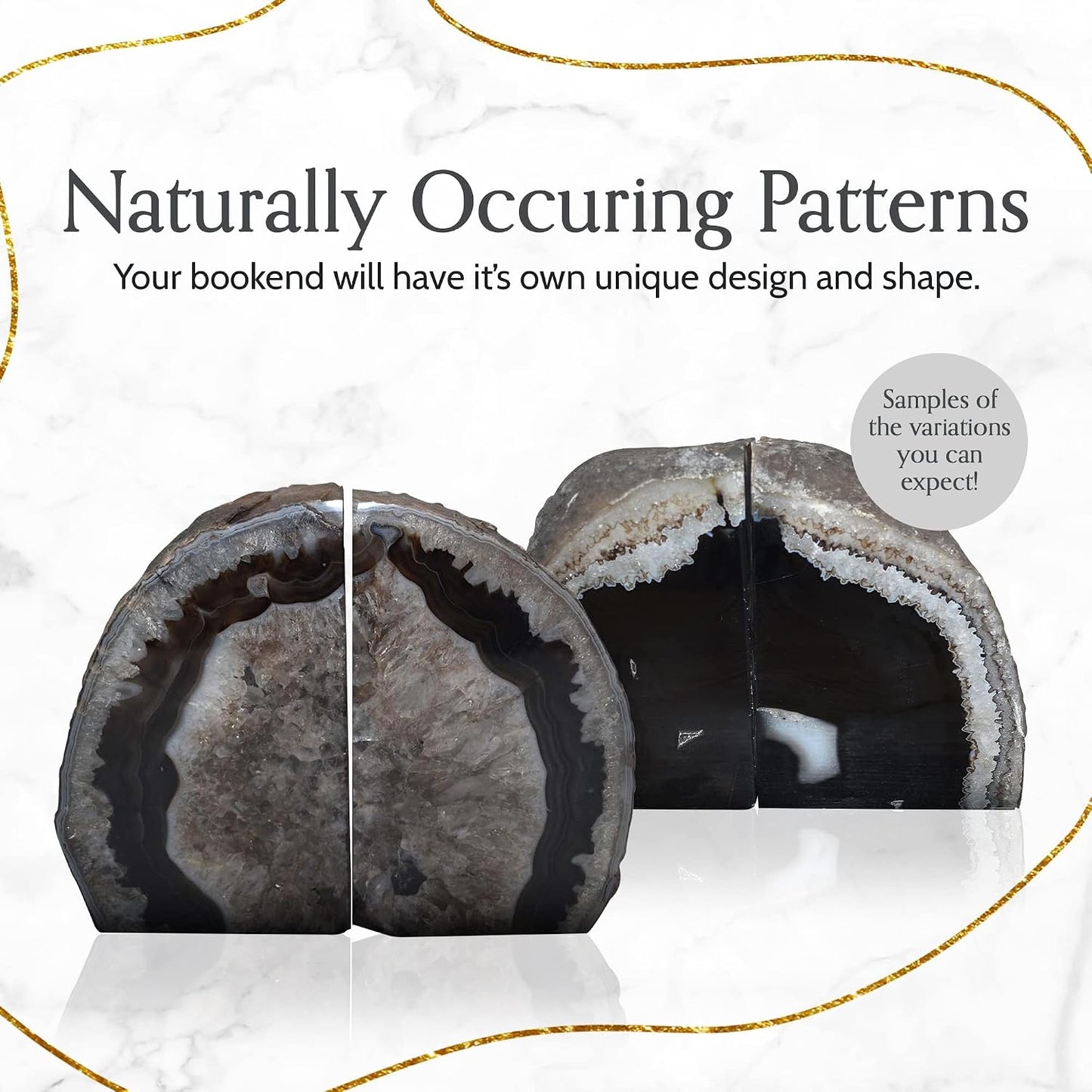 A Quality Agate Geode Bookends / Black / A Grade 3 - 4 Lbs