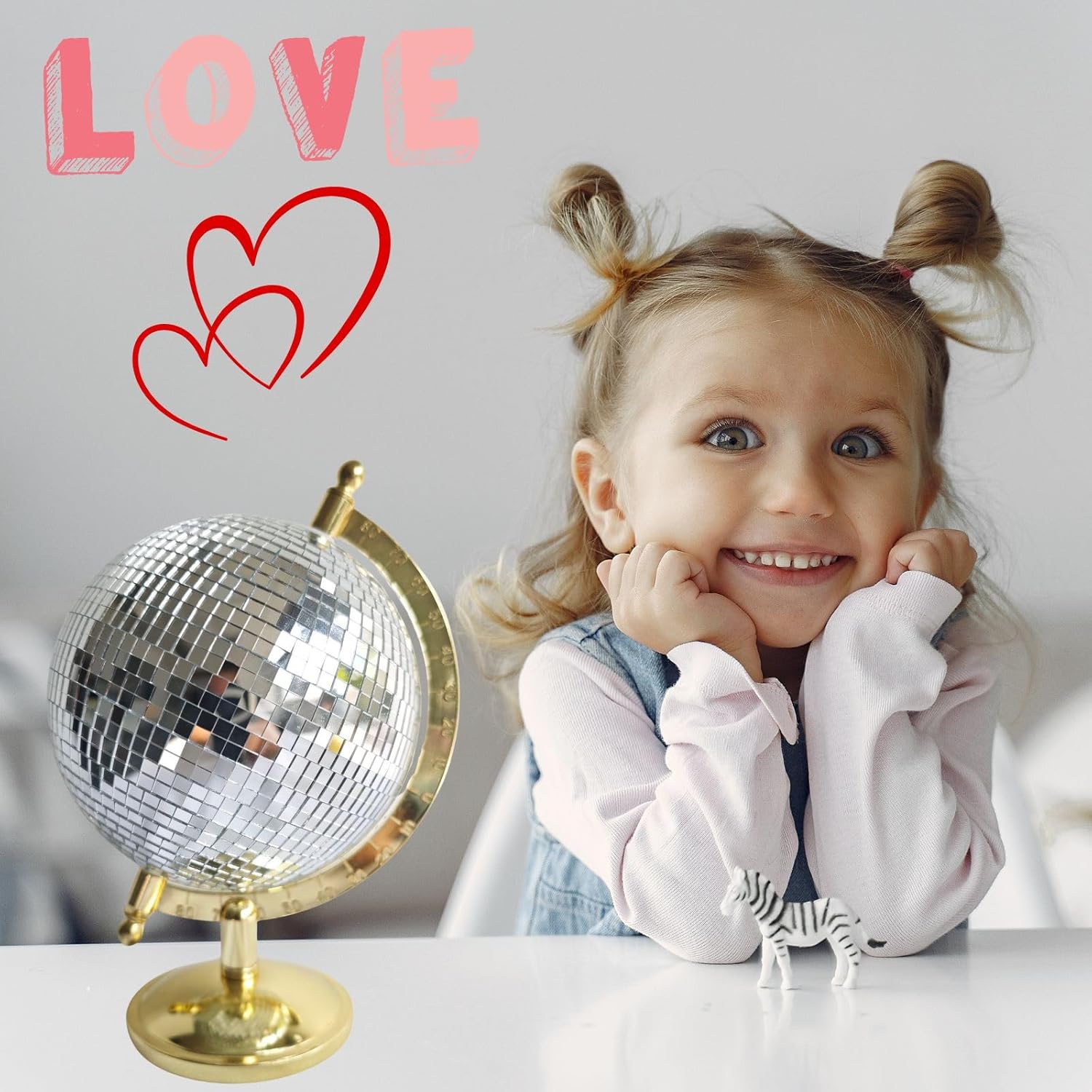 Disco Ball Globe Home Decor Statues Tabletop Art Sculpture Gold Discoball / Bright Gold / 6inch