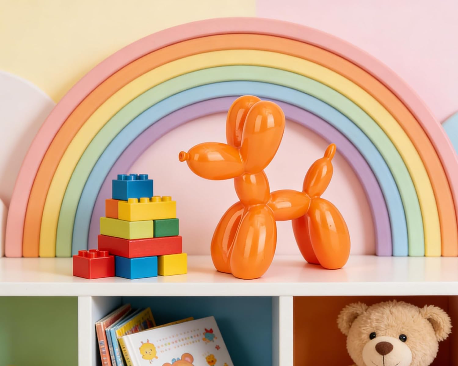 Vibrant Balloon Dog Statue Decor / Orange / 4 Inch