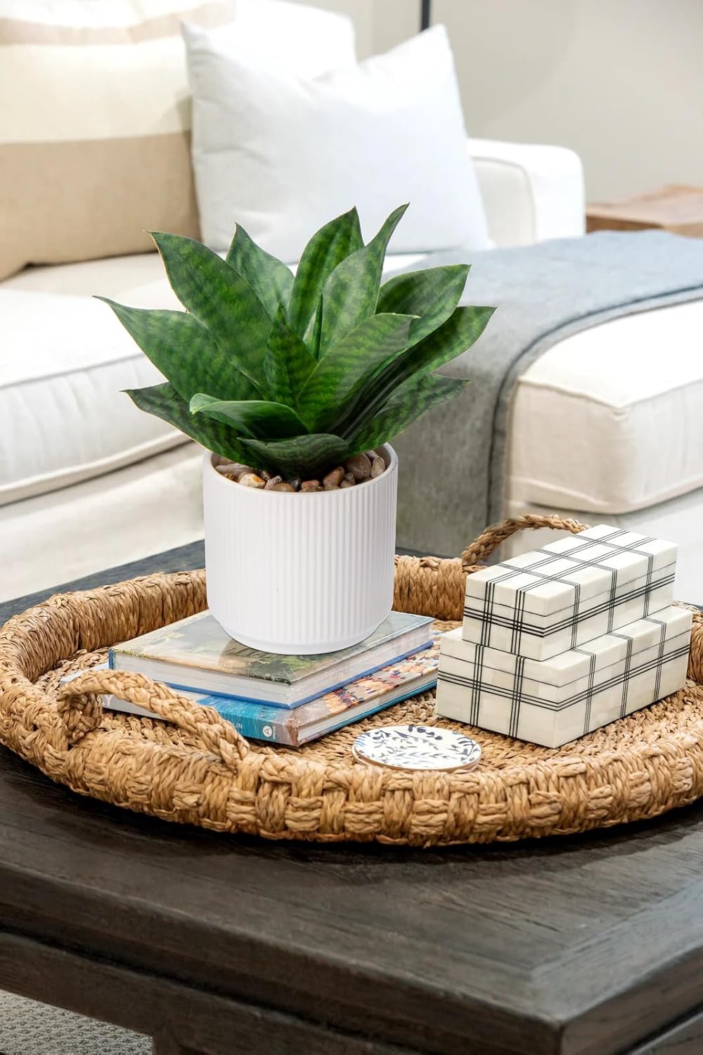 Artificial Agave Succulent Plants Faux Snake Plant Fake Succulent Agave / Style 1-medium / White