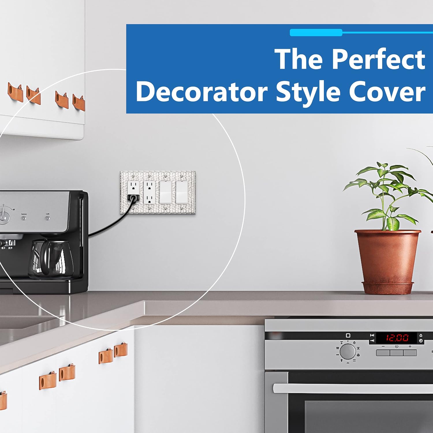 LIDER Dual Decorator Switch or Receptacle Metal Wall Plate, Mid-Size 4-Gang | Corrosion Resistant, Outlet Cover