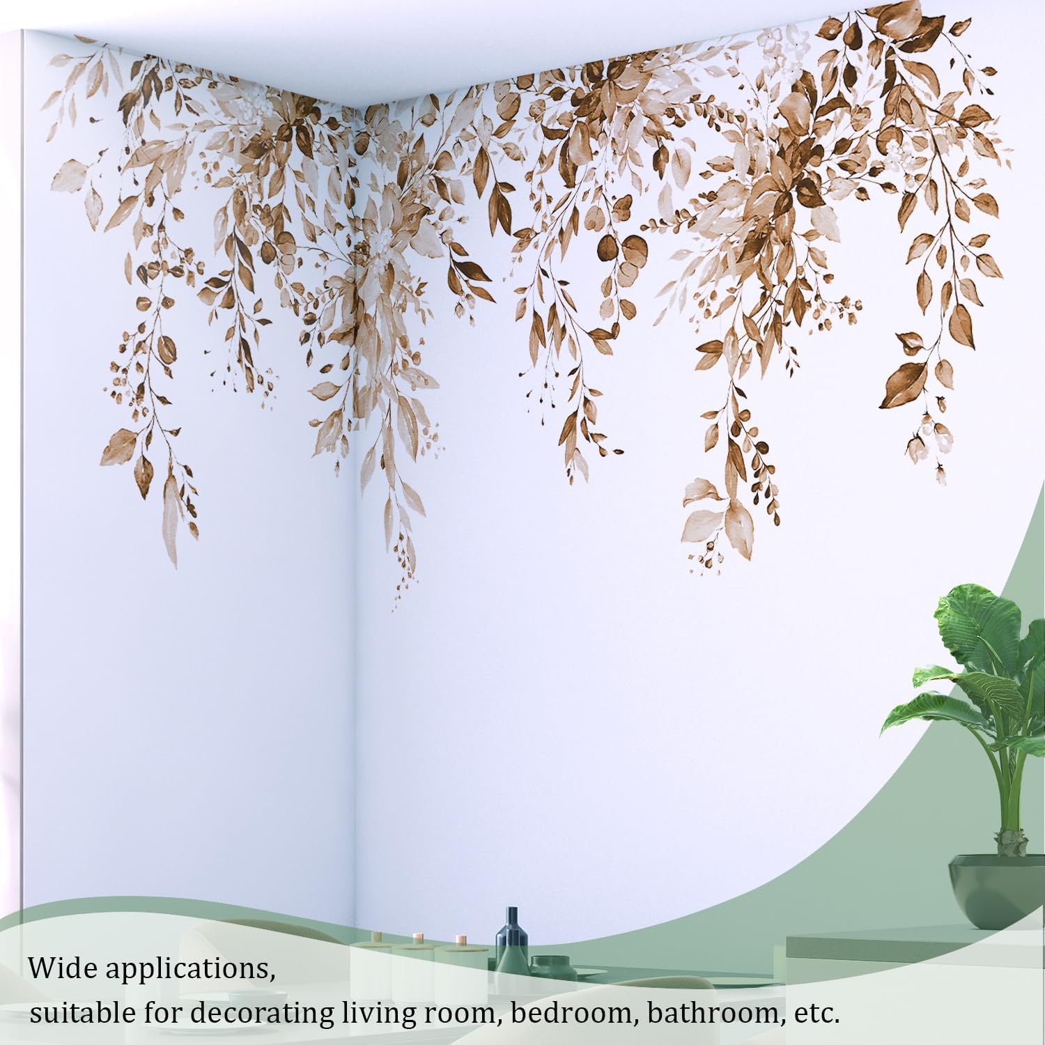 Large Floral Flowers Vinyl Wall Stickers / Plants Brown