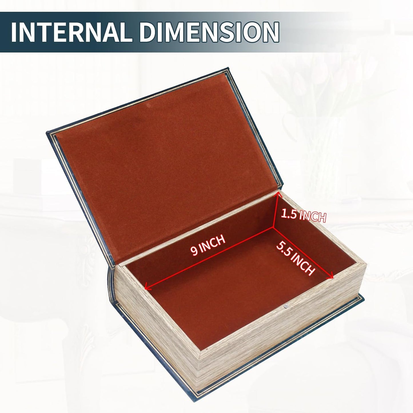 Faux Book Shaped Trinket Storage Container / Blue