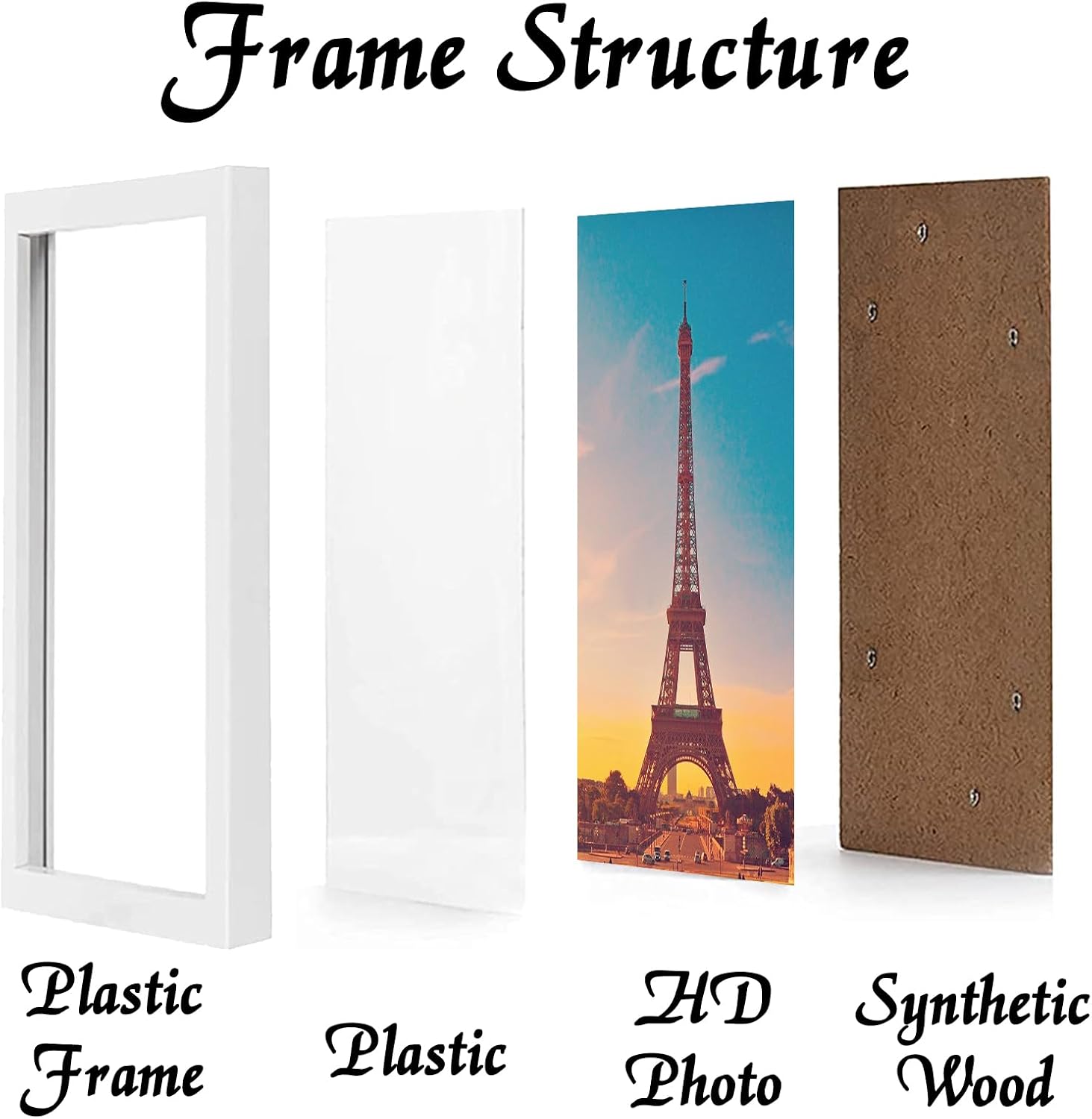 18x24 Picture Frame Set of 5, White Photo Frames for Gallery Wall Hanging | High-Clarity Clear Panel, Horizontal &