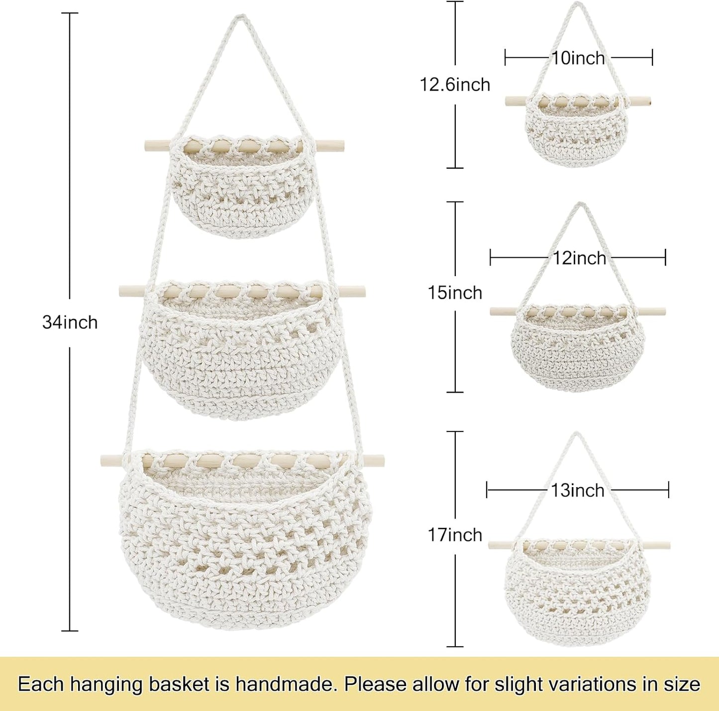 Boho Wall Baskets / White-cotton