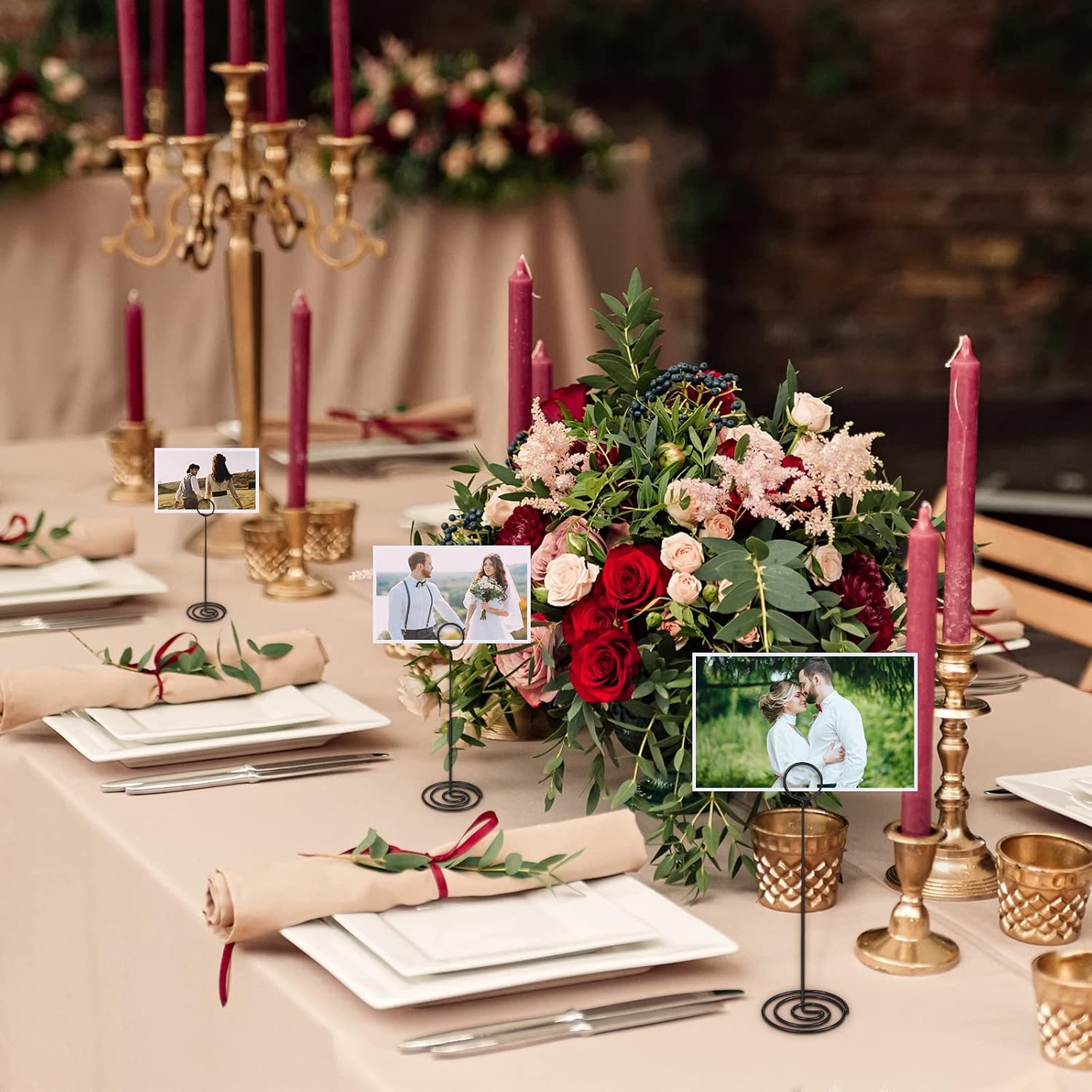 24 Pack 8.86 Inch Table Number Holder Wire Photo Holder Picture Name Menu Clips Memo Note Cards Stand for Wedding