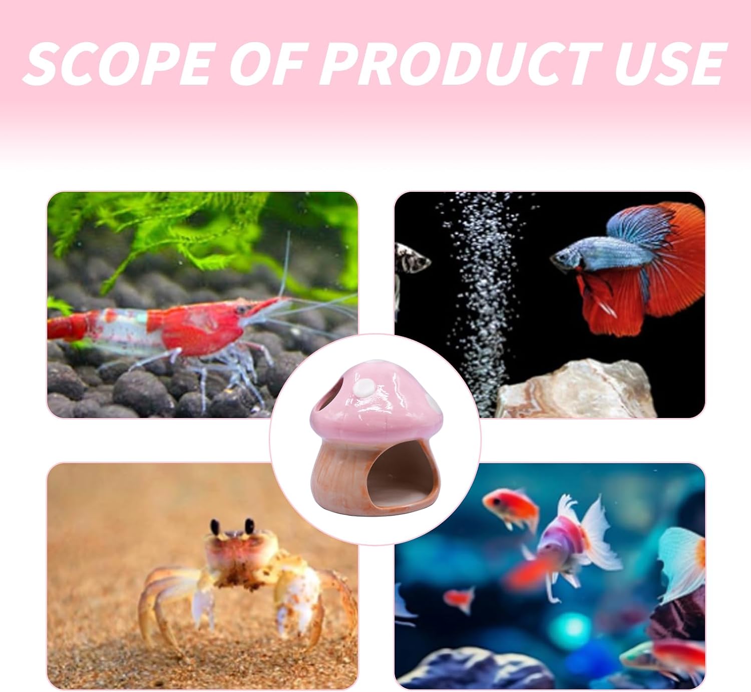 Ceramic Fish Tank Hideout Landscaping / Pink