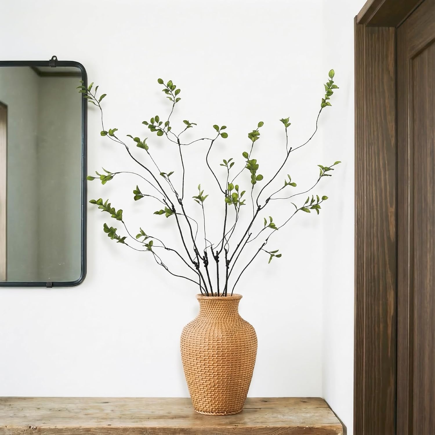 Artificial Greenery Stems Faux Branches for Vase / Green / 37.4 Inch / Set of 4