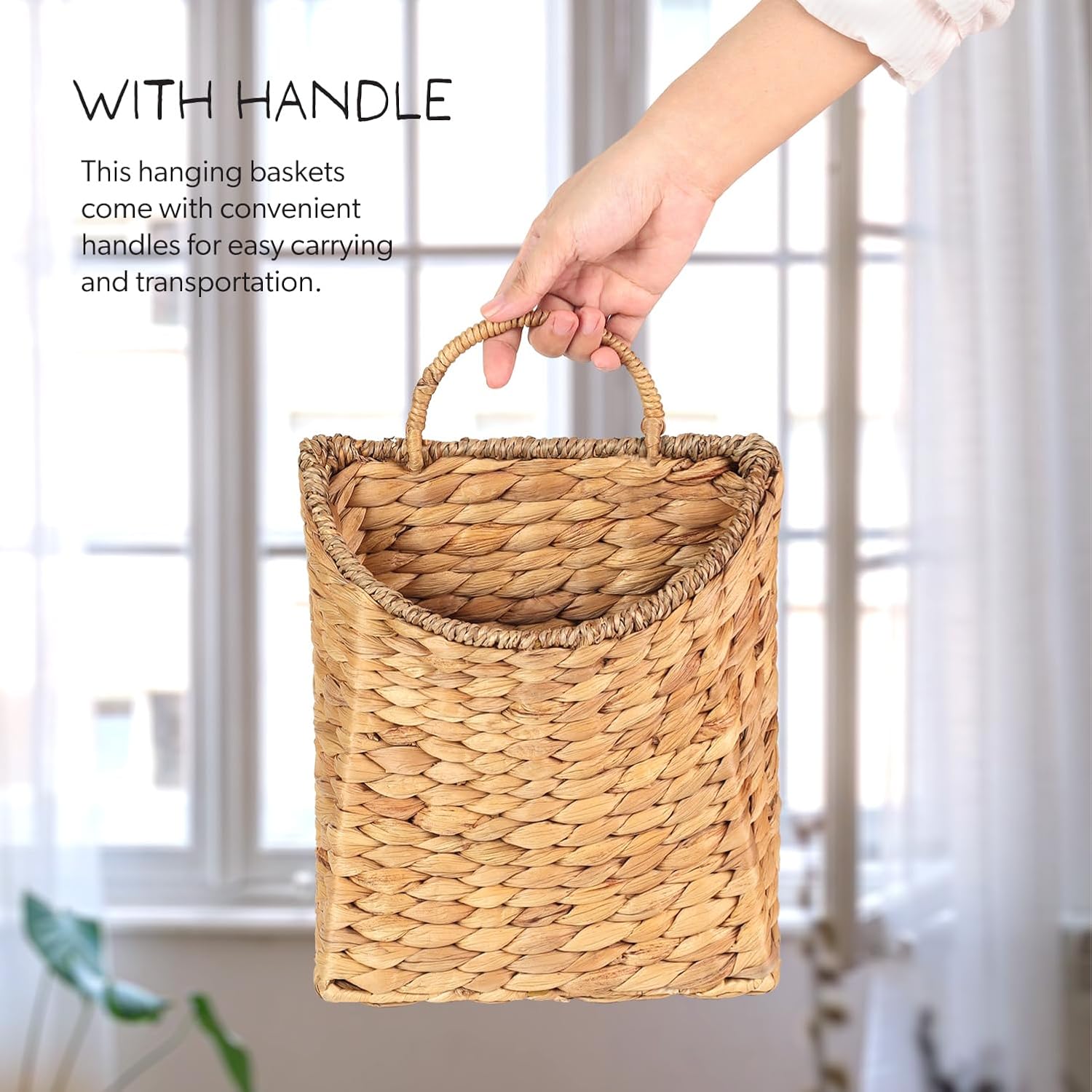 Hanging Wall Wicker Basket / Light Brown