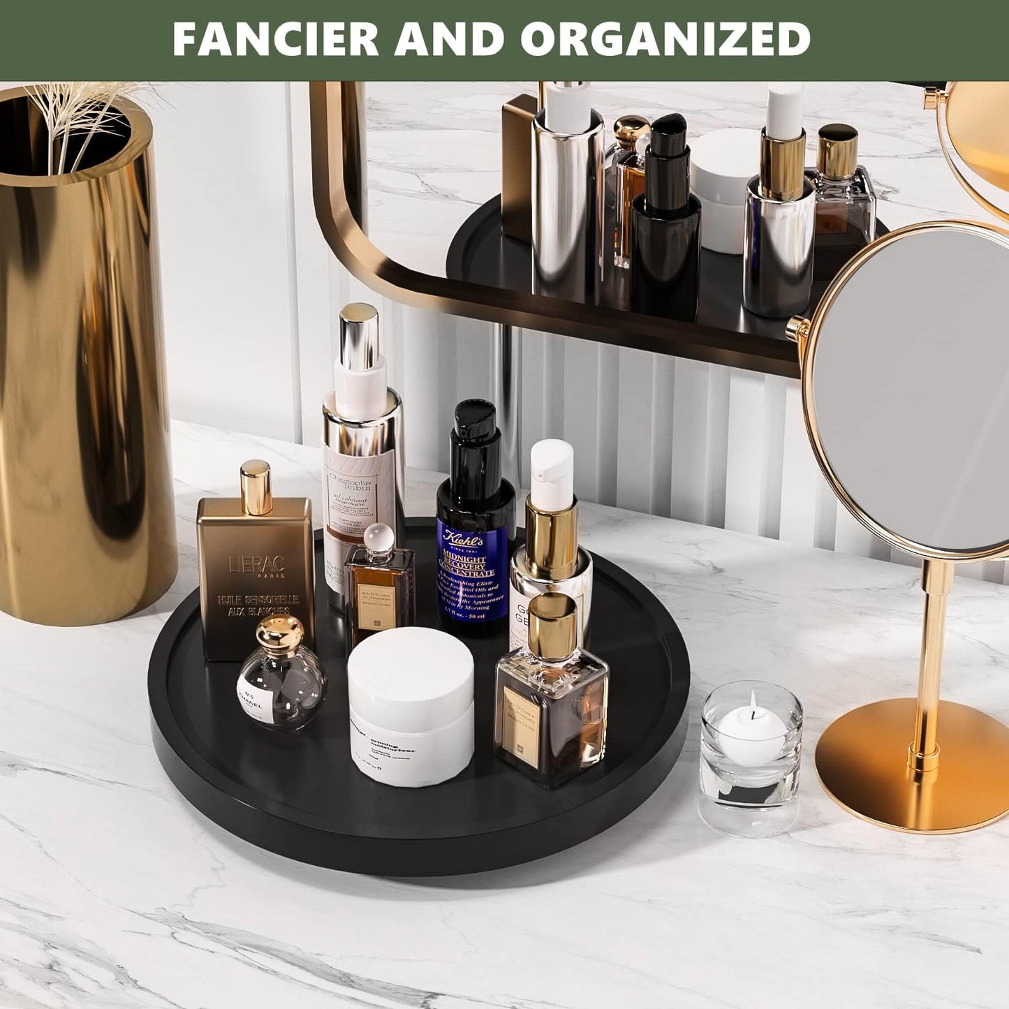 Bamboo Kitchen Sink Countertop Organizer Keep Glass / Black / 10 x 10 x 1.5