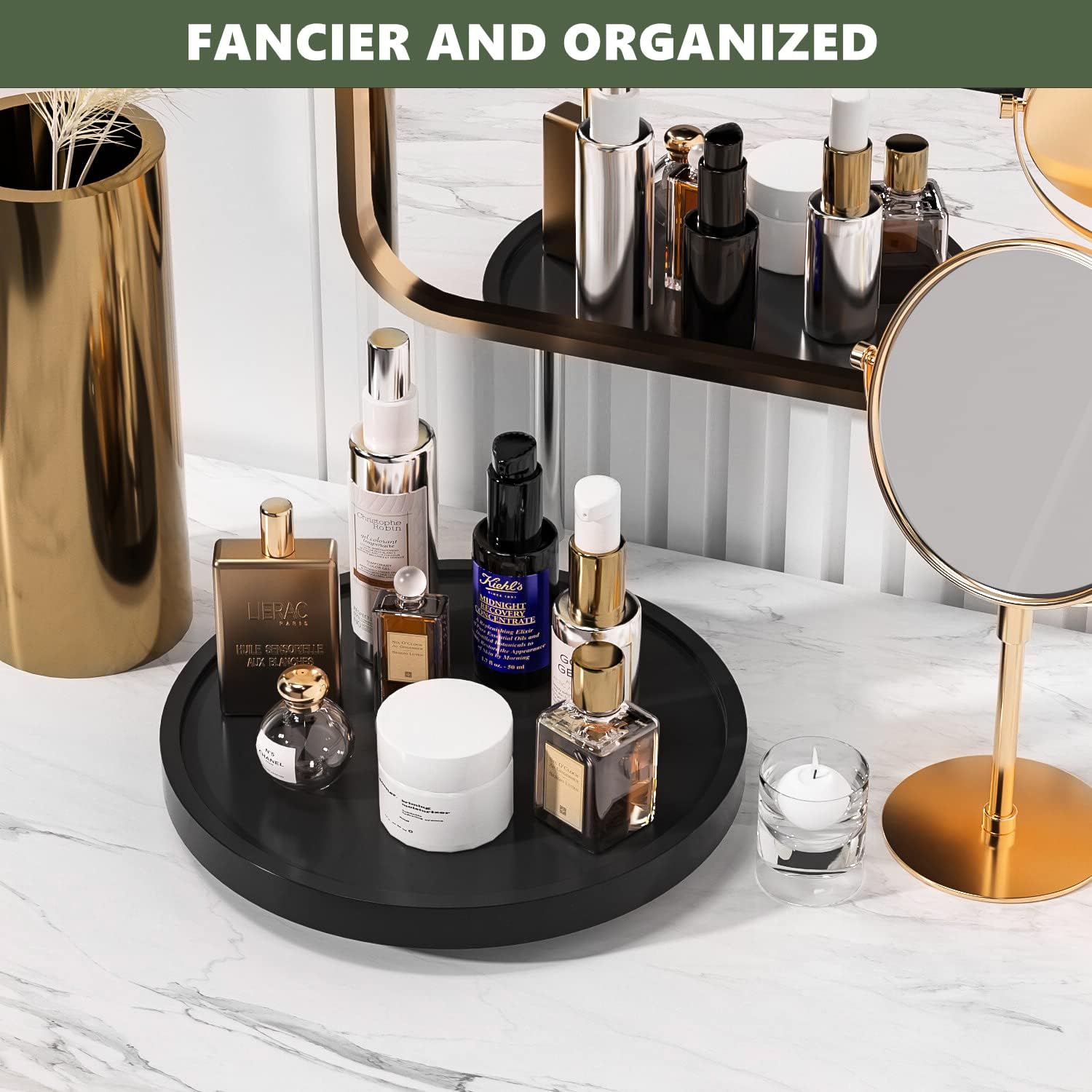 Bamboo Kitchen Sink Countertop Organizer Keep Glass / Black / 10 x 10 x 1.5