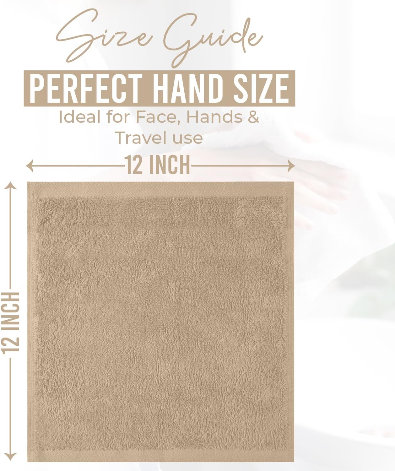 DAN RIVER 24 Pack Cotton Wash Cloths Set for Showering [12x12] Tan | Lighter Weight, Quick to Dry, Super Soft &