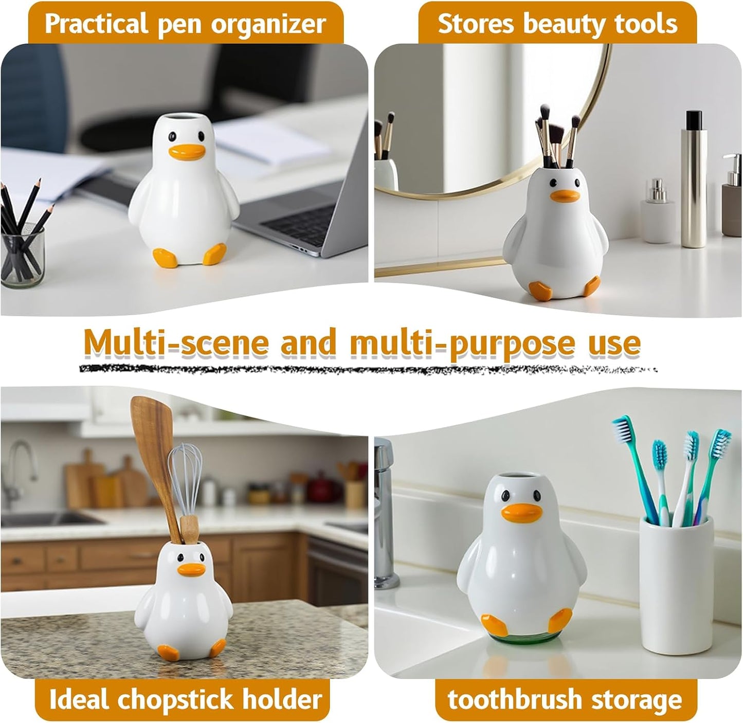 Unique Duck Vase / Fat Duck Vase / White