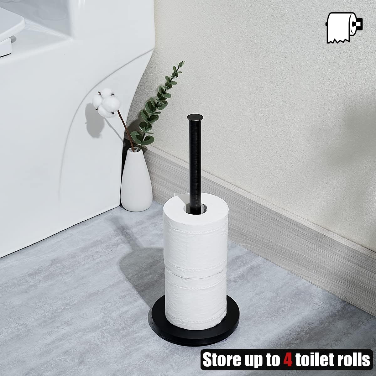JQK Toilet Paper Storage Stand Oil Rubbed Bronze, 304 Stainless Steel Thicken 0.8mm Tissue Reserve Holder Dispenser for