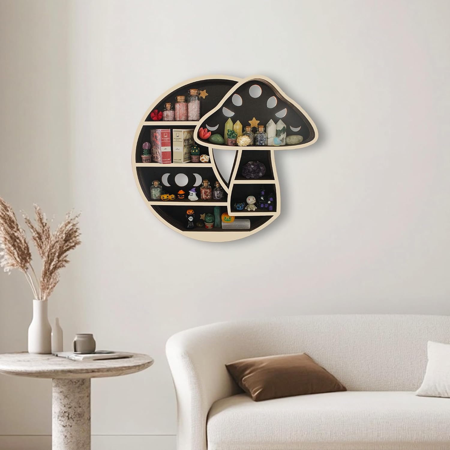 Wooden Mushroom Floating Shelves / Mushroom & Moon
