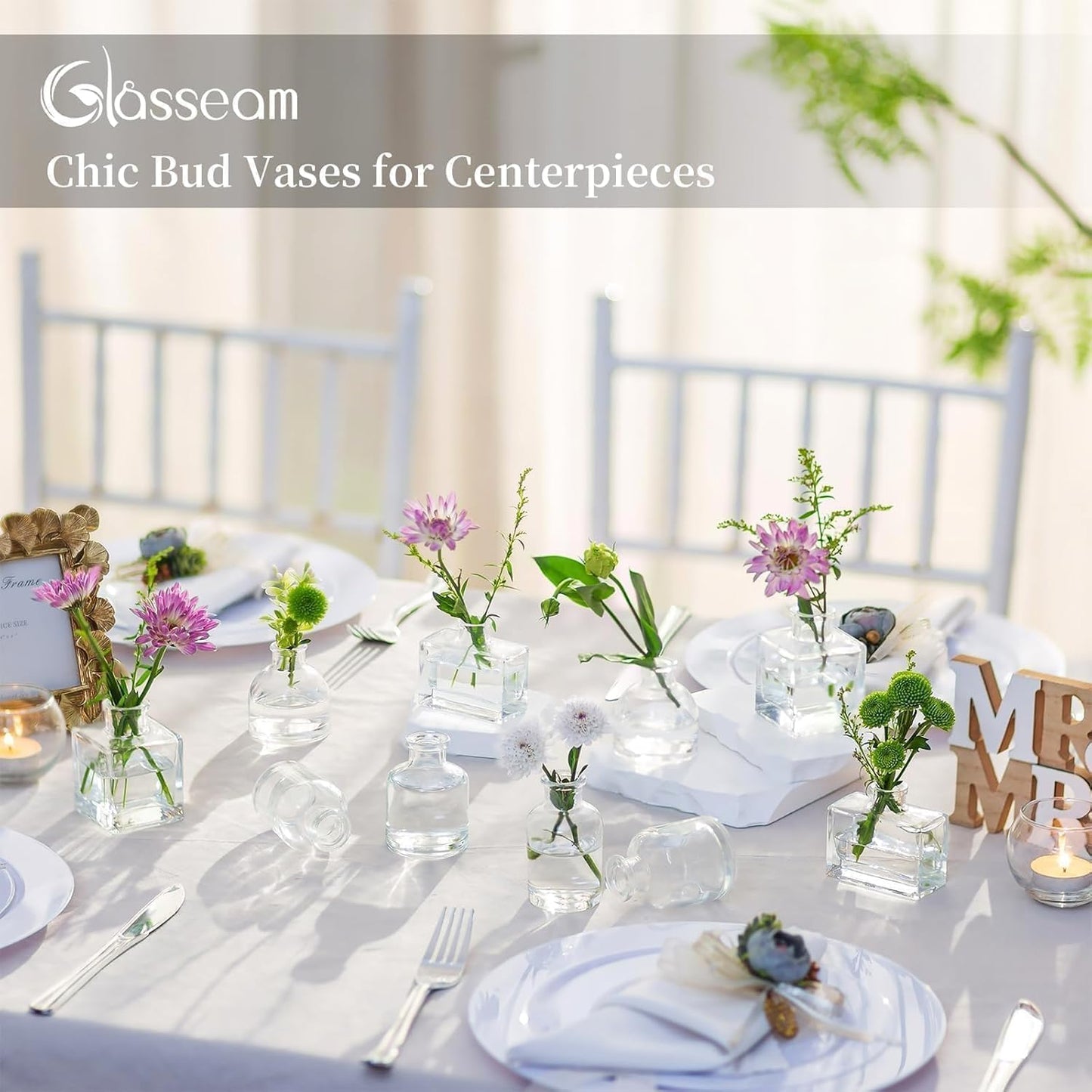 Mini Glass Bud Vases / Clear / Set of 5