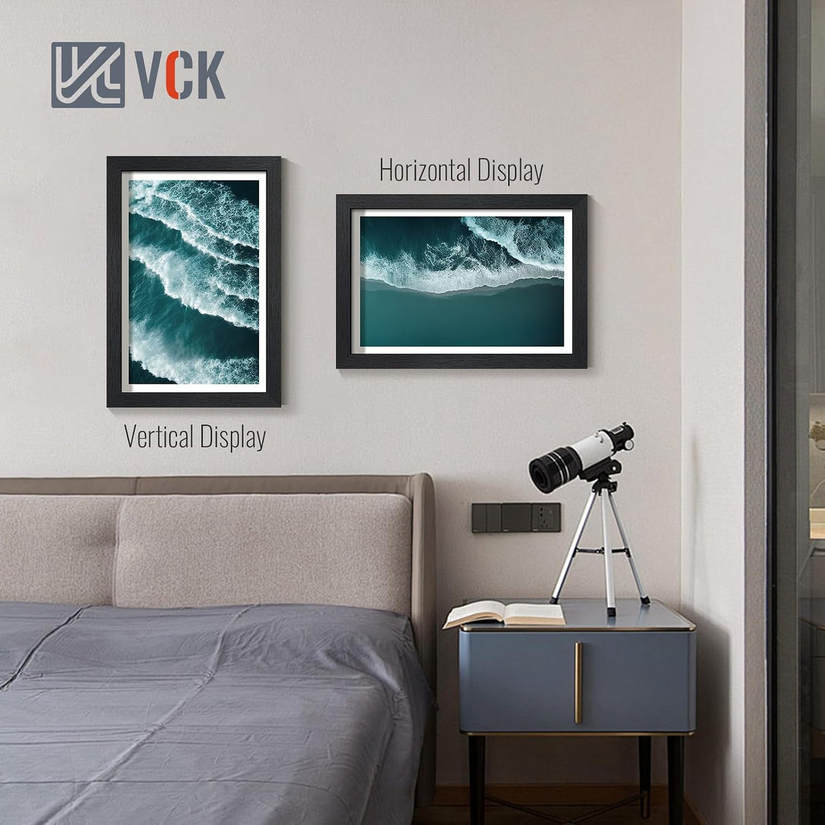 VCK 12x18 Frames - Black, Wide Border Solid Wood Poster Frame, Display Pictures in Horizontal and Vertical, for Home