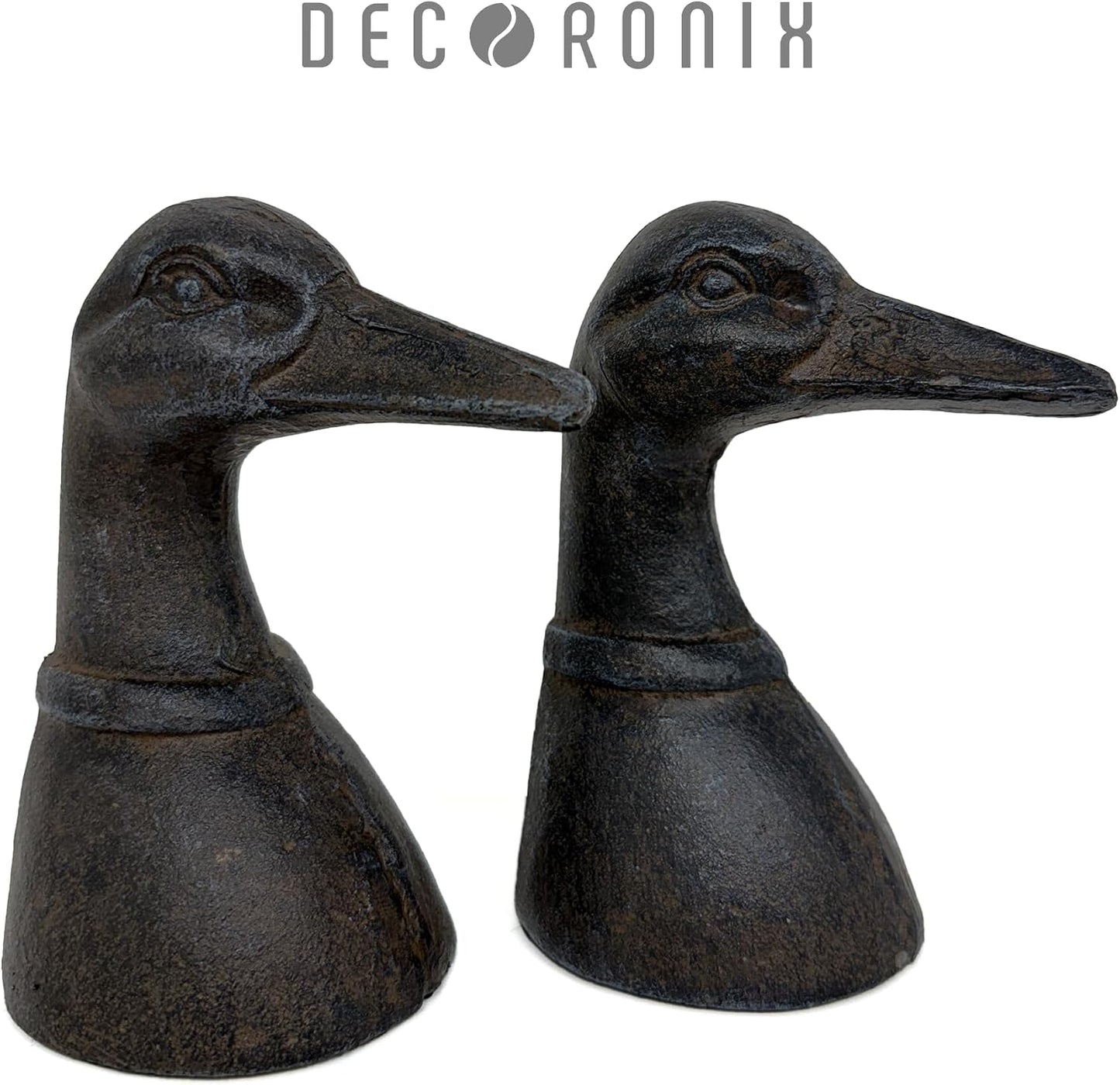 Decorative Distressed Cast Metal Duck Head Bookends
