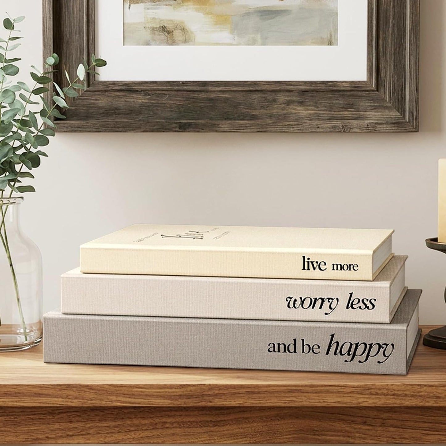 Linen Faux Books / Farmhouse / Set of 3
