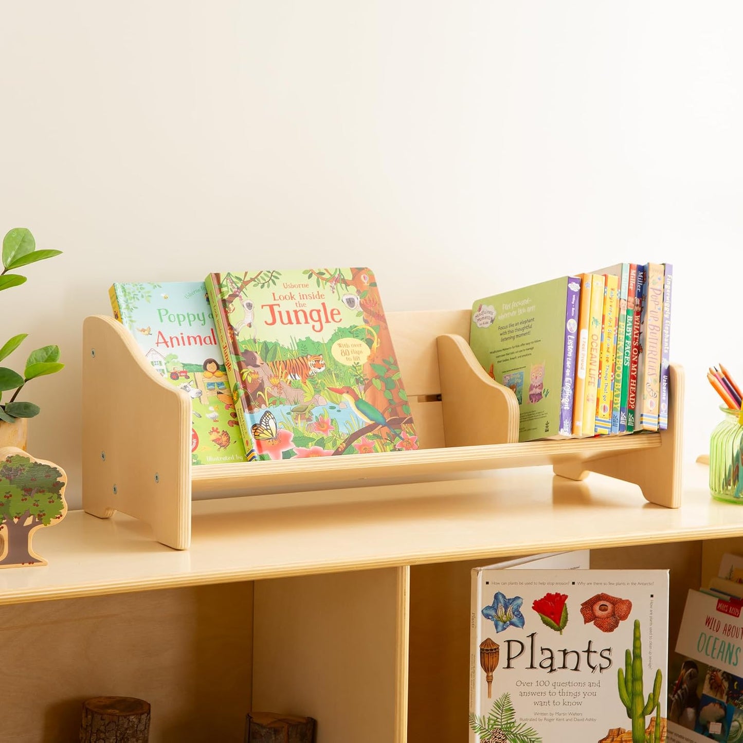 Guidecraft Tabletop Book Browser - Natural, Bookshelf For Kids, Home Office and School Furniture, Book Organizer