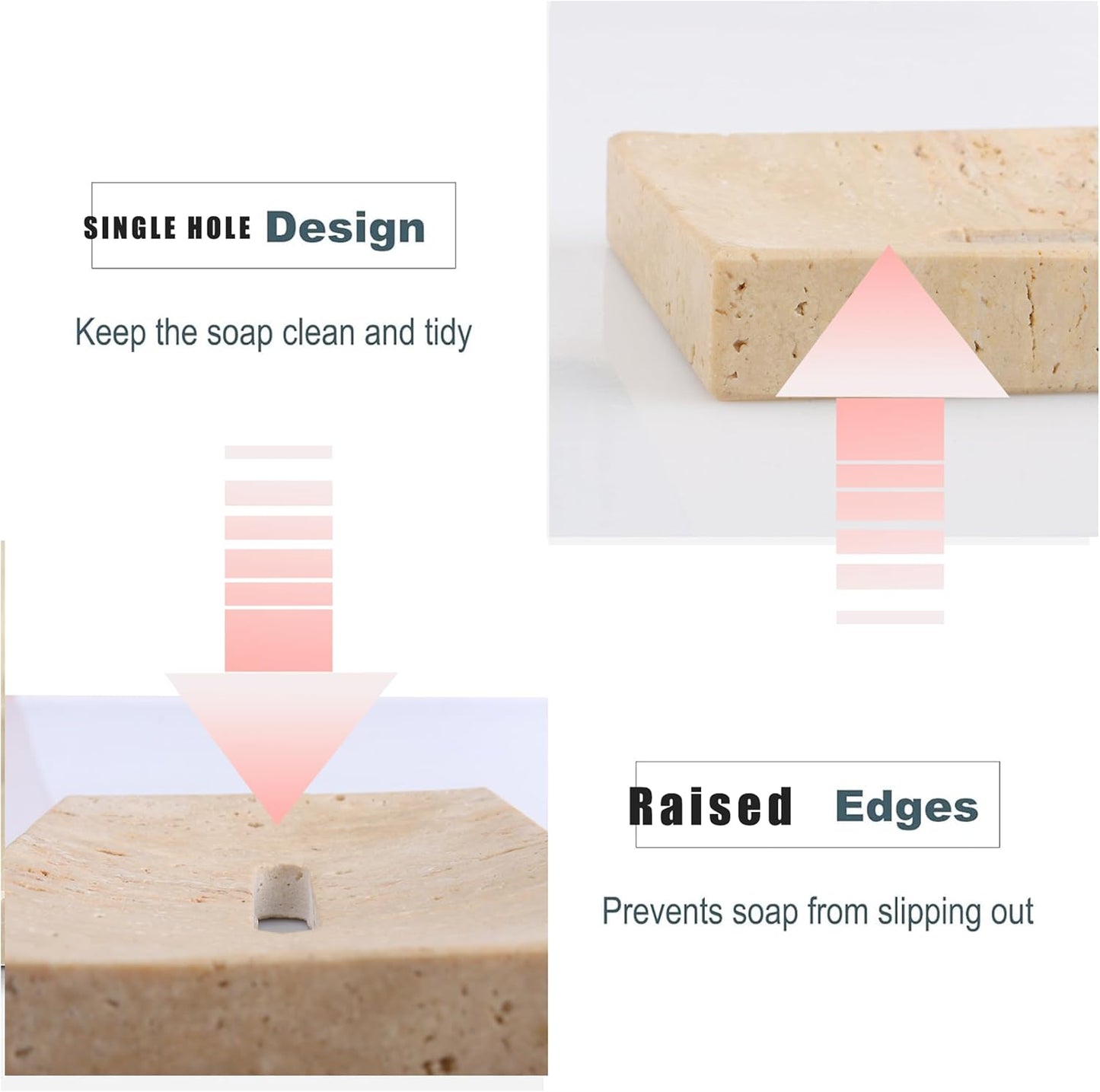 Beige Brown Stone Soap Holder for Shower / Natural