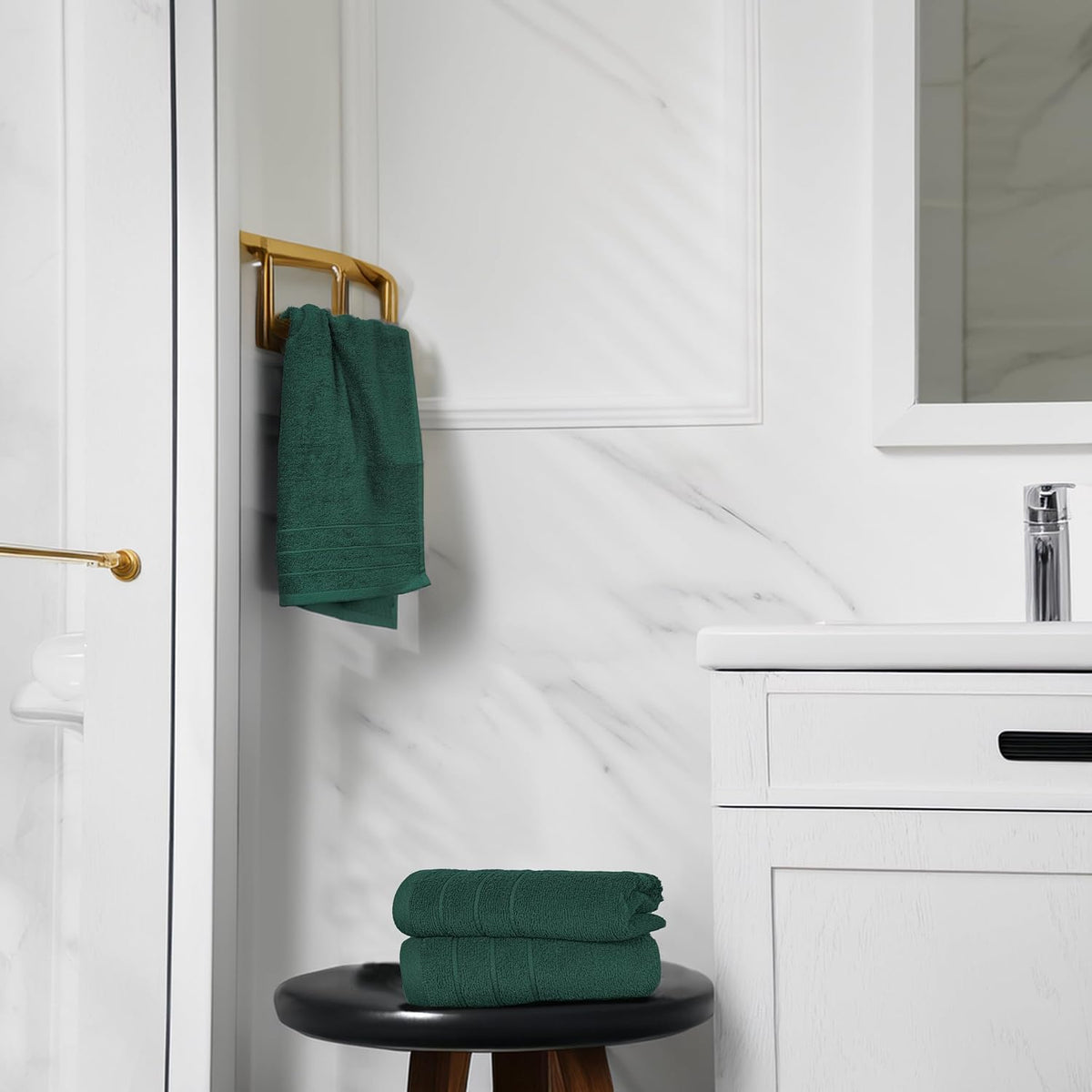 6 Piece Hand Towels Set 16 x 28 Inches, Hunter Green | 100% Cotton, Lighter Weight, Quick to Dry, 16 x 28 Inches, Super