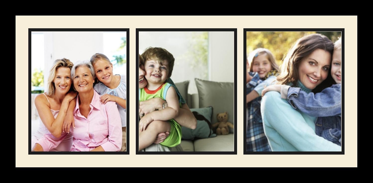 ArtToFrames Collage Photo Frame Single Mat with 3-8x10 Openings with Satin Black Frame and Octoberfest mat.
