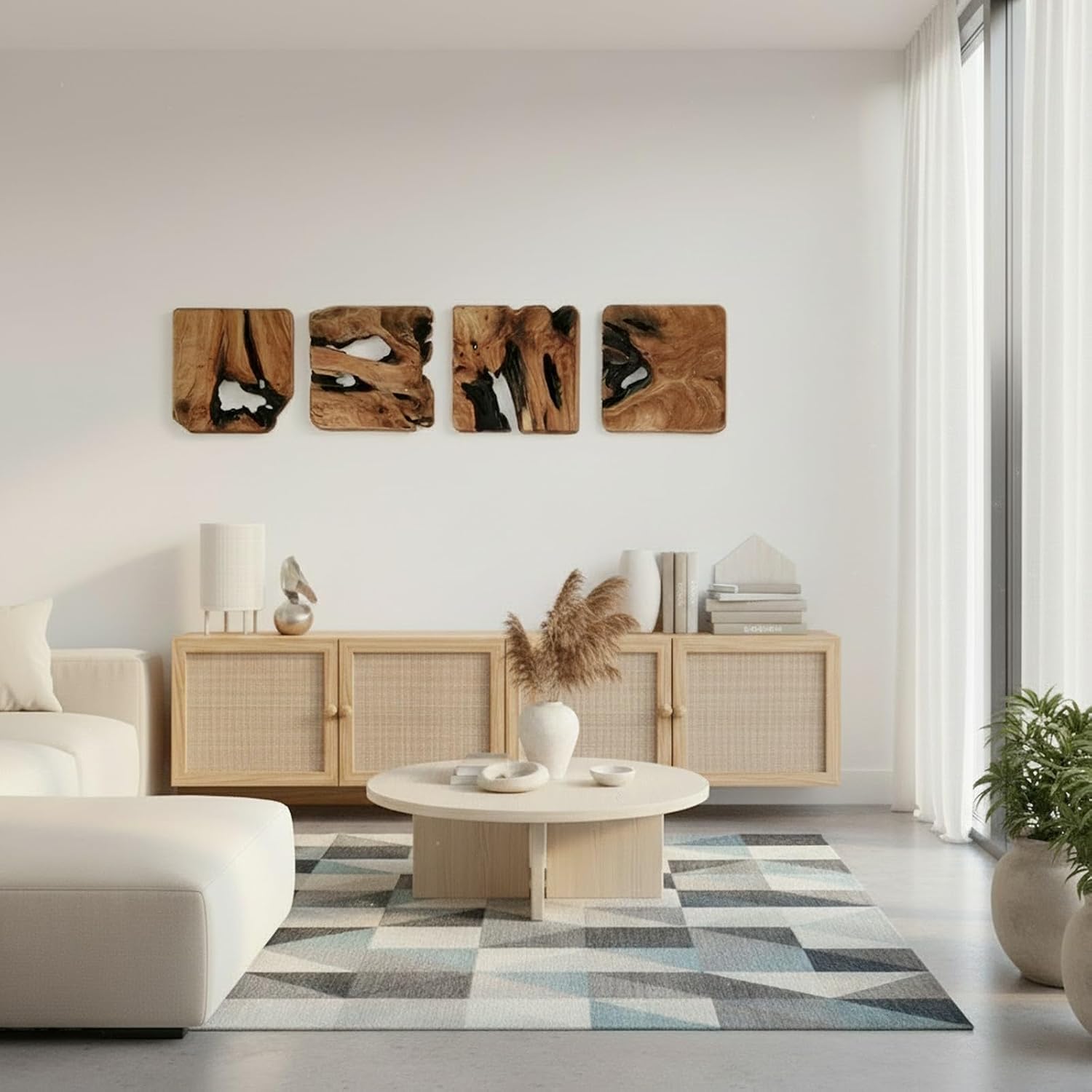 Rustic Abstract Wall Decor / Set of 4
