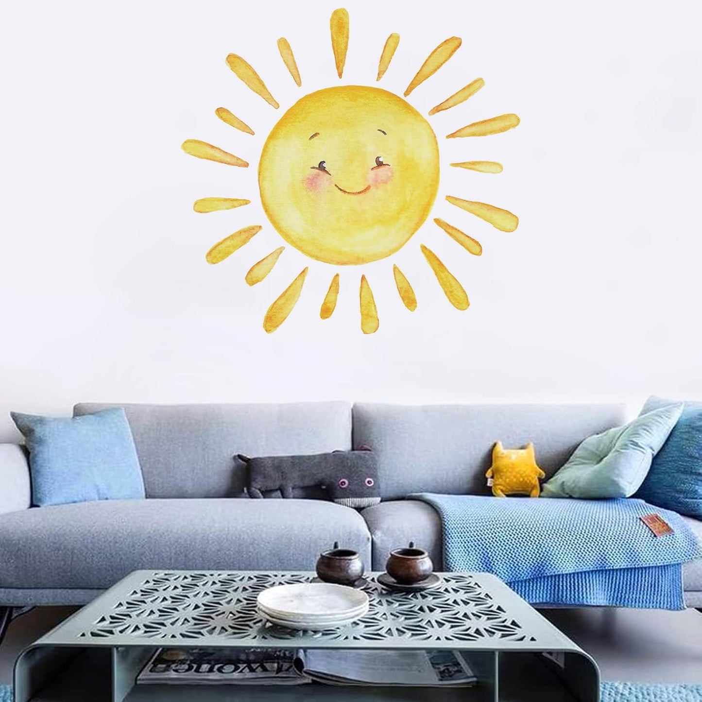 Boho Sun Wall Stickers Toddler Kids Vinyl Wall Decal Peel and Stick Removable Nature / 32.3 x 31.1