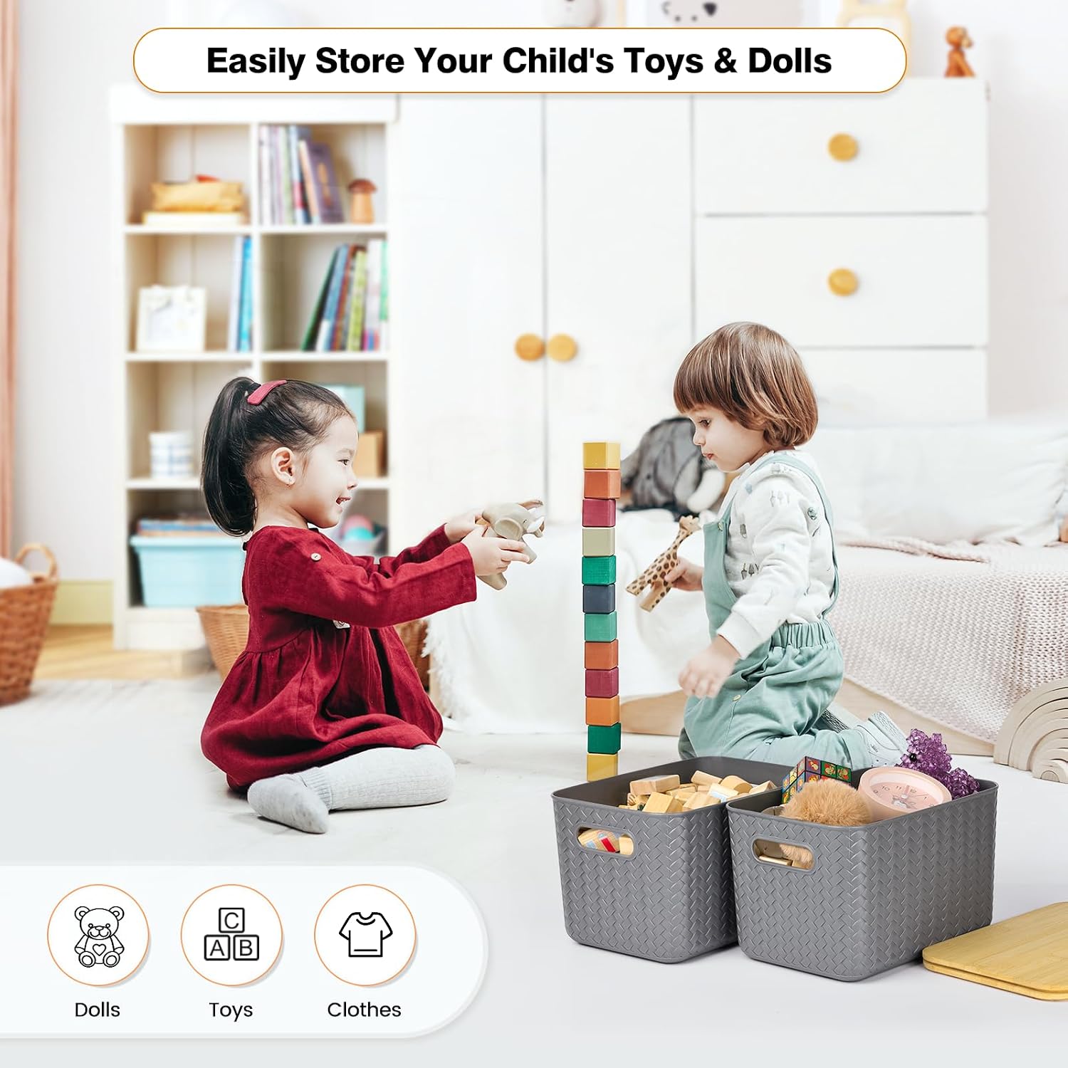 4 Packs Storage Bins / Gray