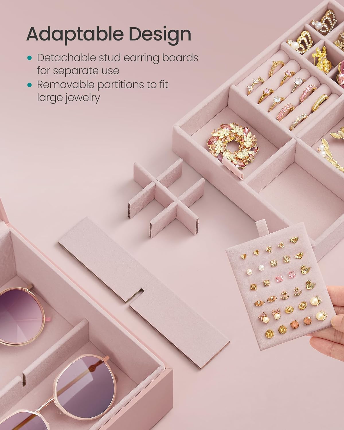 Jewelry Organizer / Removable Jewelry Tray / Jelly Pink