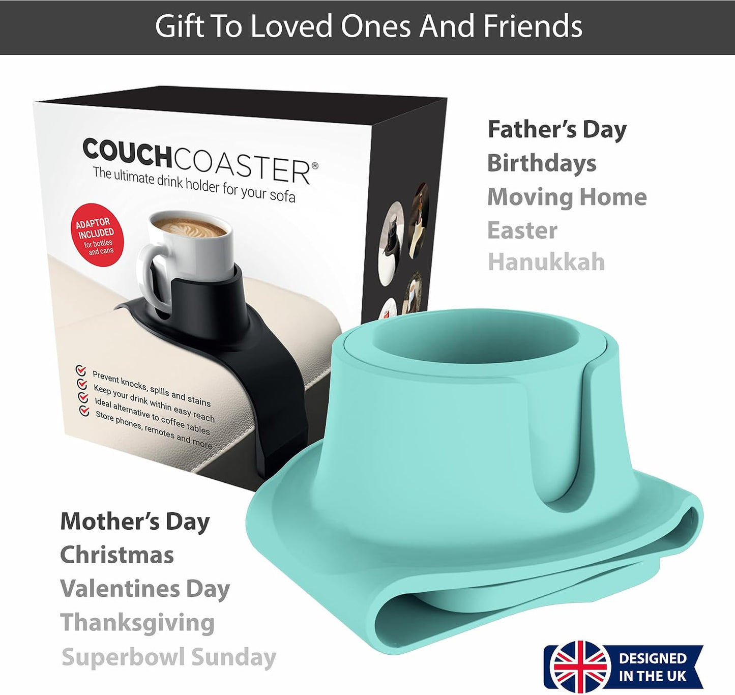 Armrest Couch Cup Holder in LIMITED EDITION / Soft Teal
