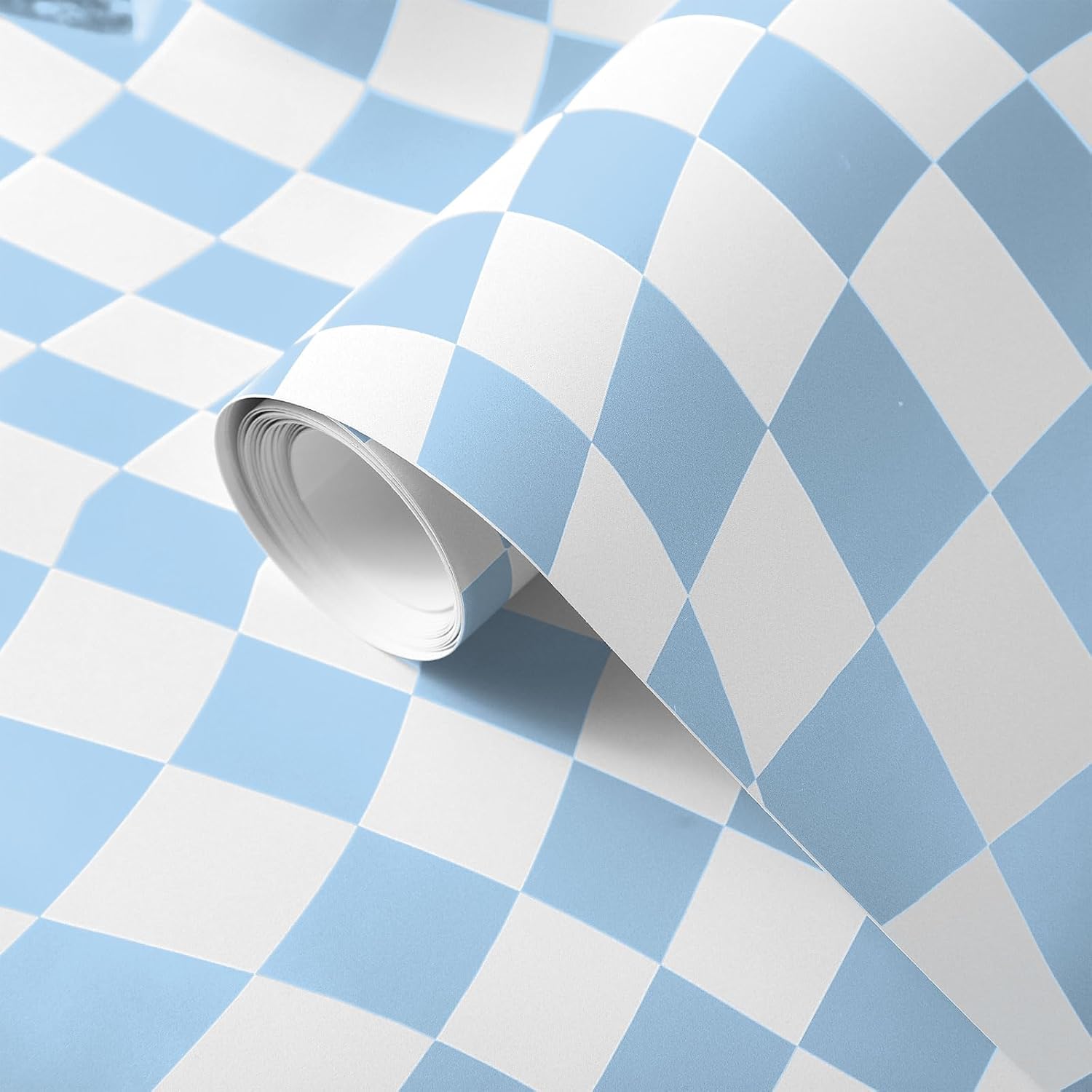 15.75''x118'' Checkered Peel and Stick Wallpaper Aesthetic Removable Contact Paper / Light Blue
