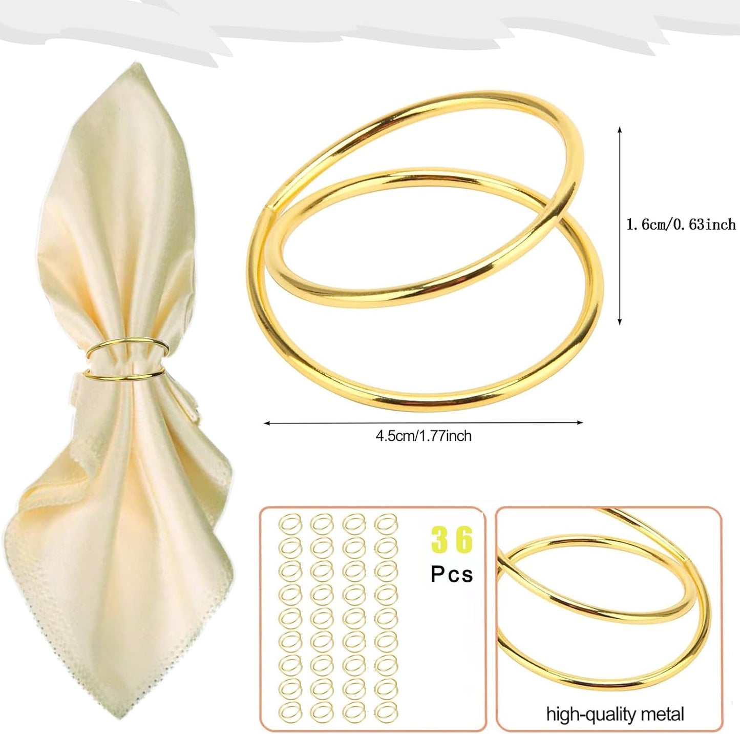 Gold Napkin Rings - 36 PCS Metal Spiral Napkin Rings(Spiral) | Napkin Holders Buckles for Family Dinner, Wedding