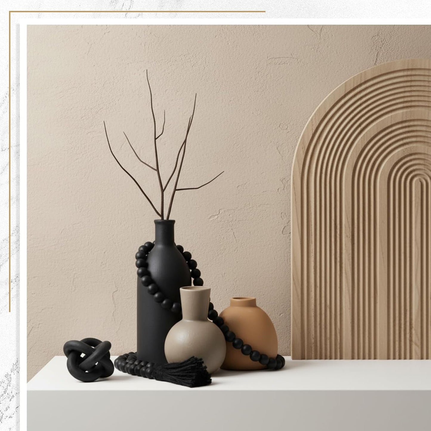 Country Style Ceramic Vase Set Table Centerpieces / Black / Set of 5