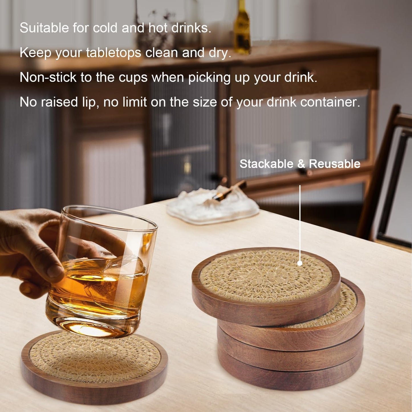 Woven Drink Coasters / Brown / Set of 5