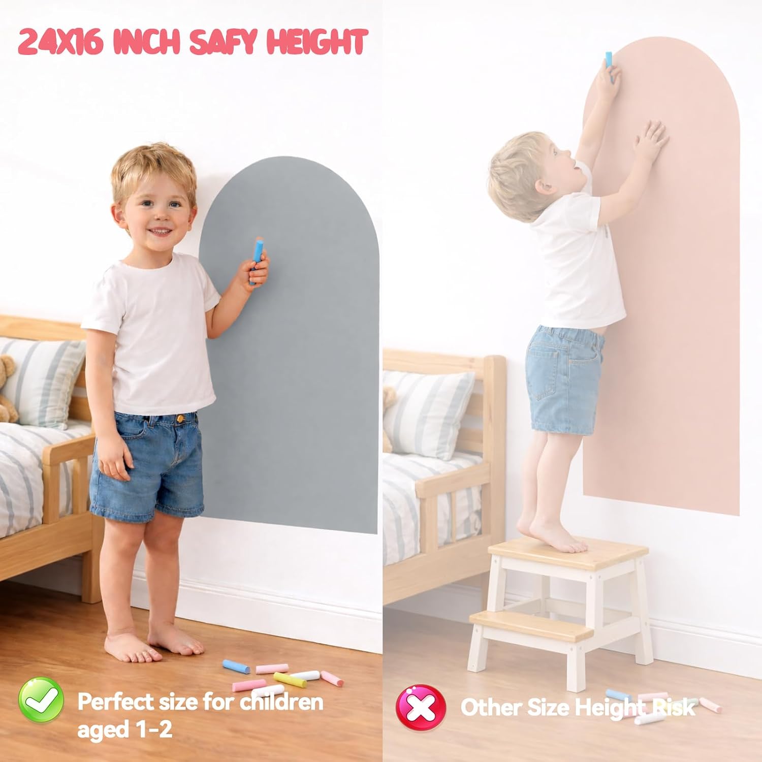 Magnetic Arch Wall Decal for Kids / Grey / 16"W x 24"H / 16 x 24