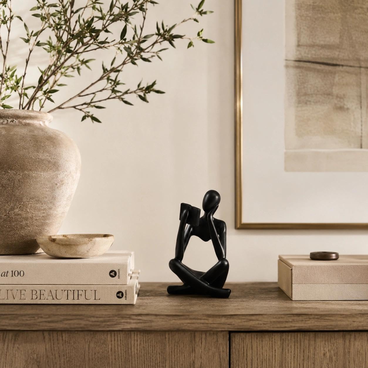 Resin Decorative Bookend / Reader-black-b