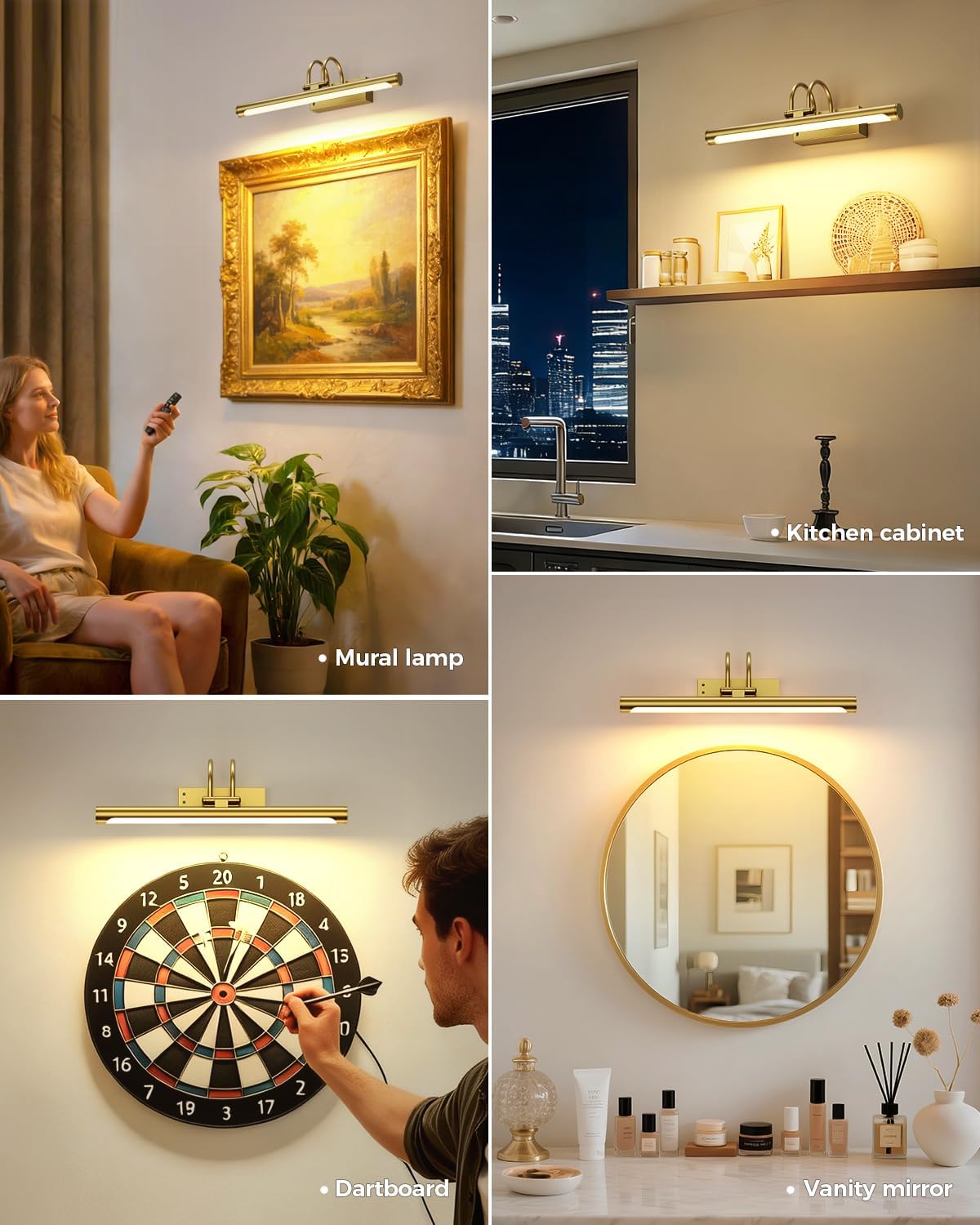 Battery Operated Picture Light with Remote, 15.7″ Wireless Wall Light for Artwork & Frames, Rechargeable LED Gallery