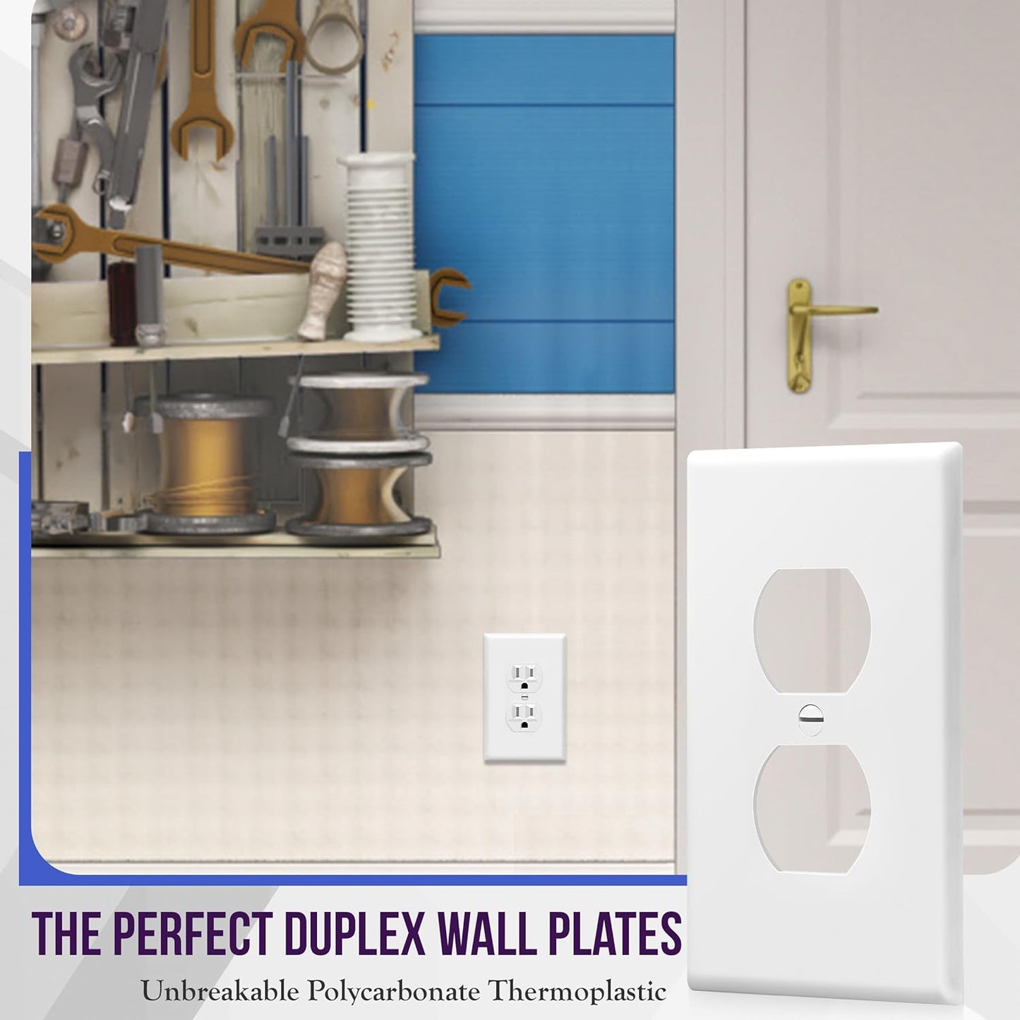 ENERLITES Duplex Receptacle Outlet Wall Plate, Electrical Outlet Cover, Midway Size 1-Gang 4.88" x 3.11", Unbreakable