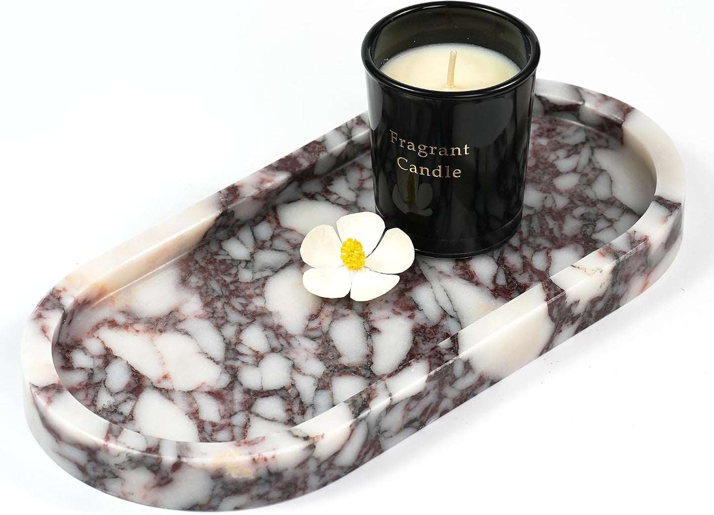 Catchall Organizer / Violet Marble Oval Tray / Oval-calacatta Viola