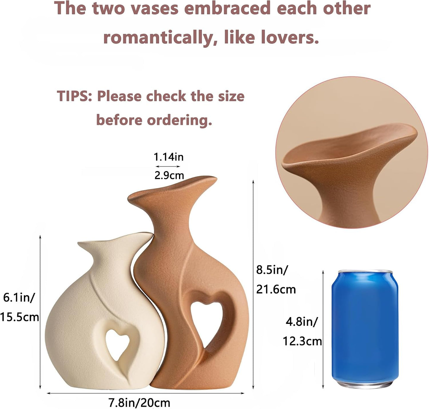 Nordic Ceramic Vase / Beige and Brown / Set of 2