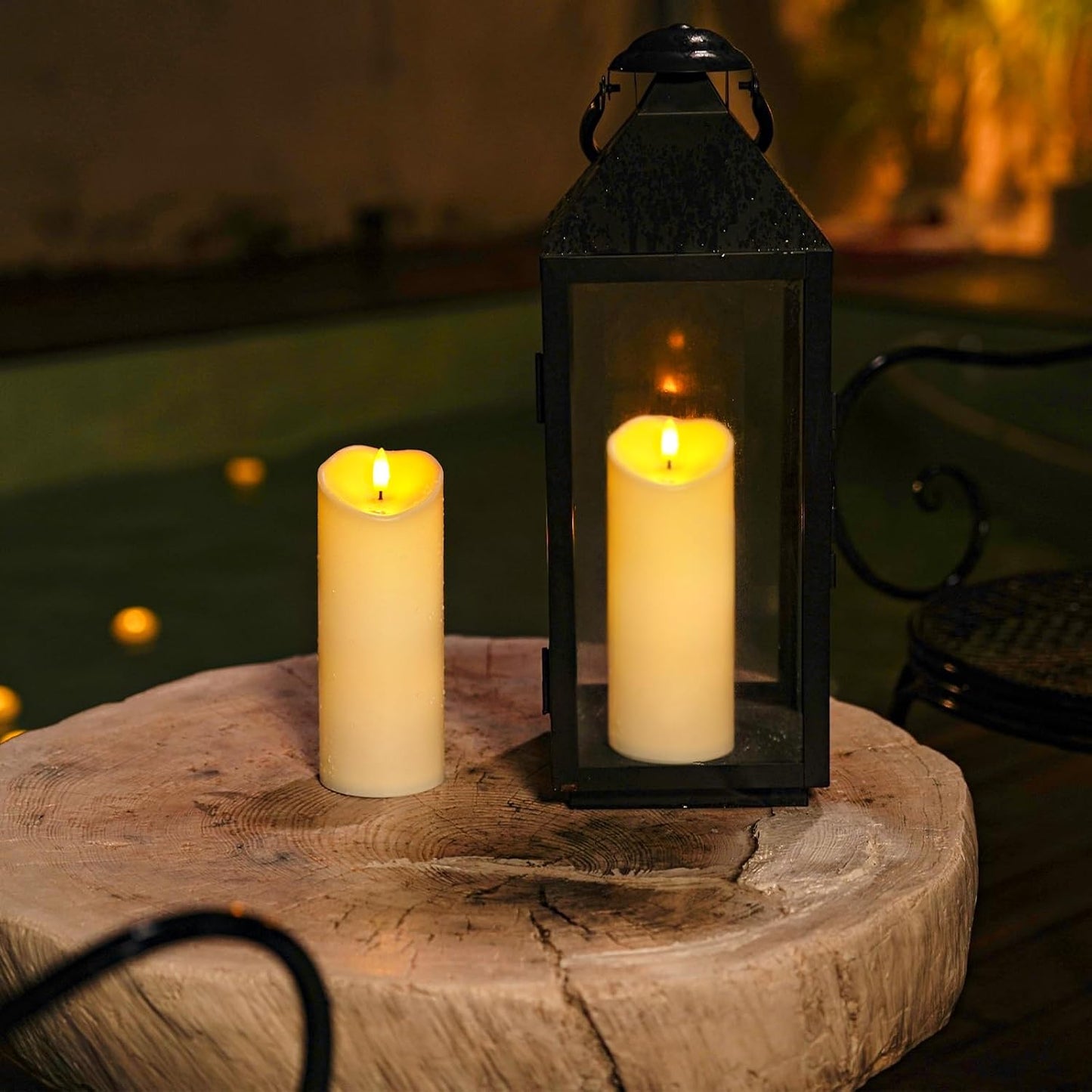 Homemory 3"x8" Outdoor Waterproof Flameless Candles, LED Candles, Battery Operated Candles with Remote and Timers