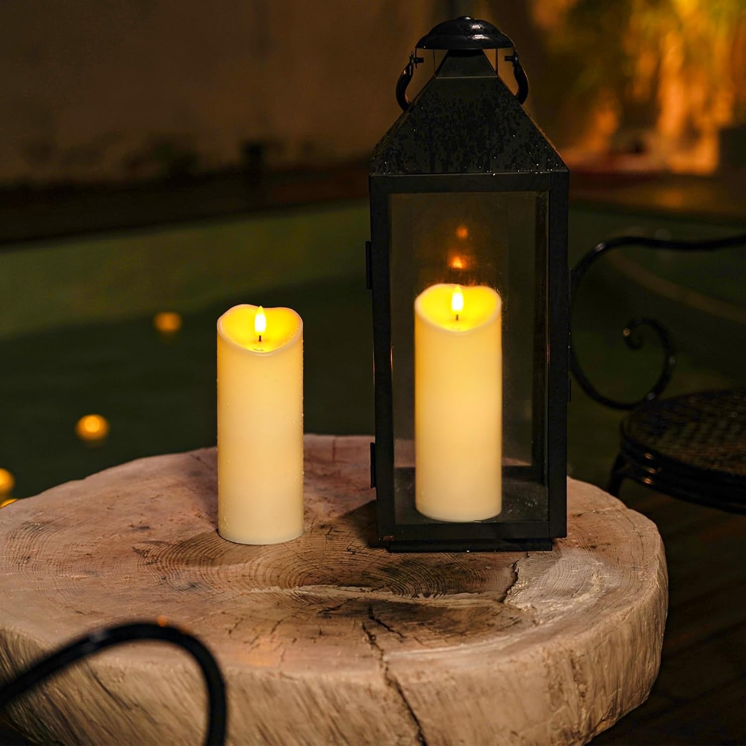 Homemory 3"x8" Outdoor Waterproof Flameless Candles, LED Candles, Battery Operated Candles with Remote and Timers