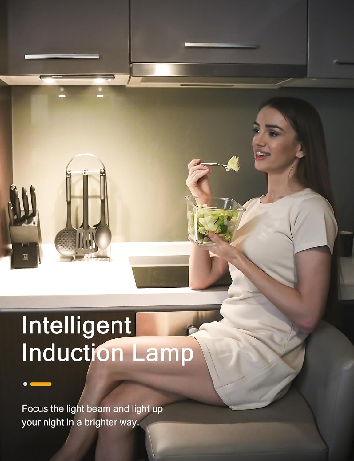 Under Cabinet Lights, Wireless Motion Sensor Light Indoor, Black 10in LED warm Lighting Rechargeable Battery Operated,4